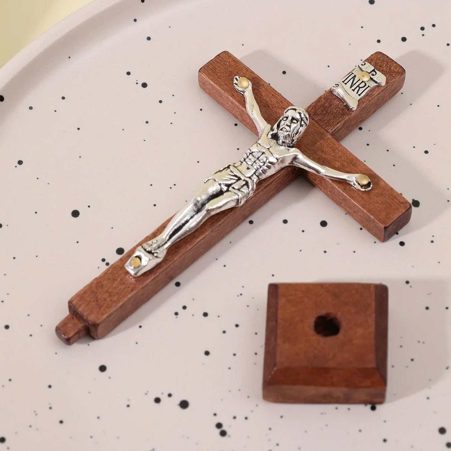 Prayergloww Wooden Jesus Cross Figurine with Stand