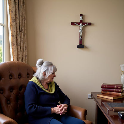 Prayergloww Wooden Jesus Cross Figurine with Stand