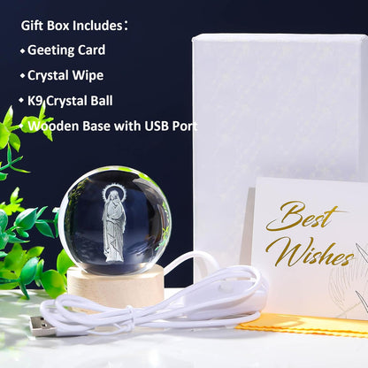 3D Crystal Virgin Mary and Jesus Statue Figurine