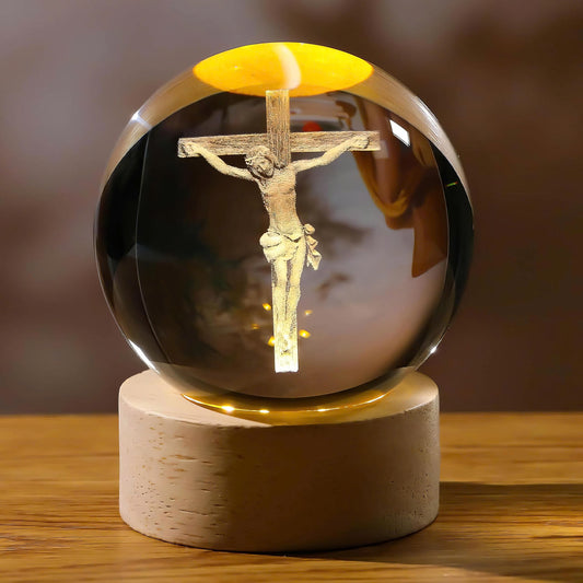 3D Crystal Virgin Mary and Jesus Statue Figurine